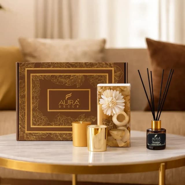 Amber Gold Candle Gift Set