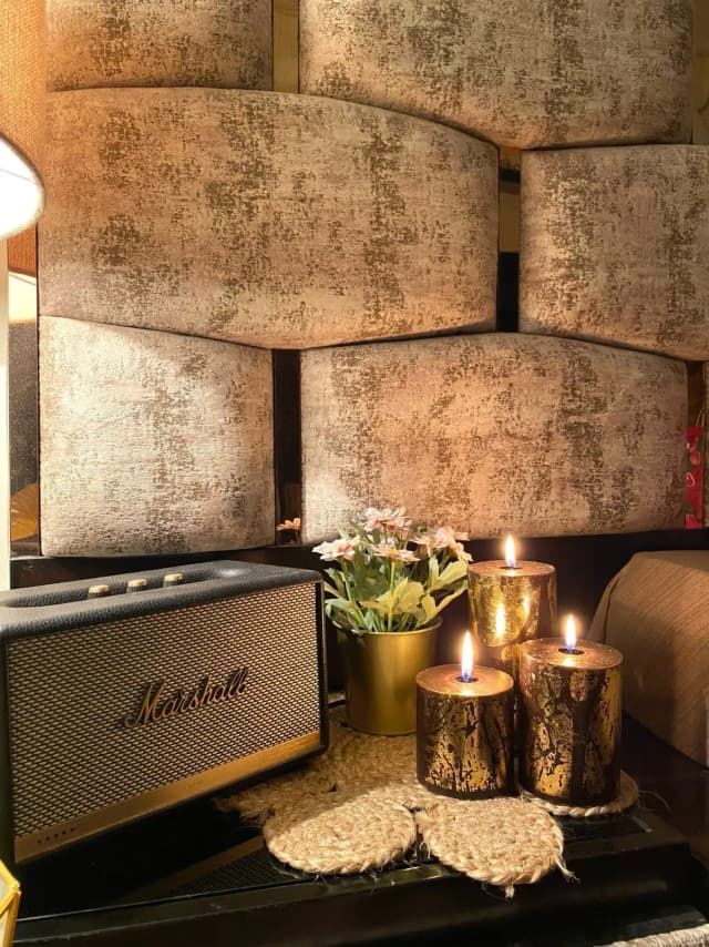 Black & Gold Dust Pillar Candle Set
