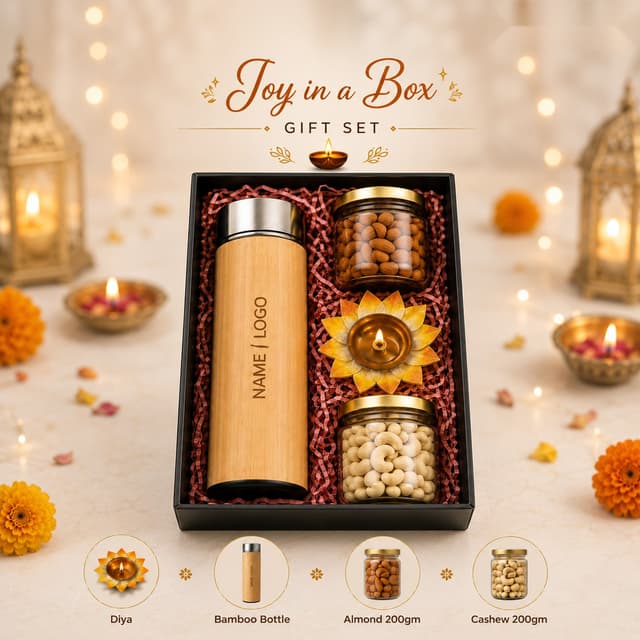 Joy in a Box Gift Set - Bamboo Bottle & Dry Fruits