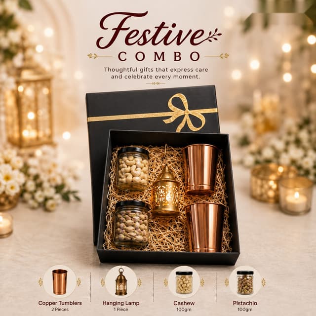 Festive Combo - Copper Tumblers & Hanging Lamp