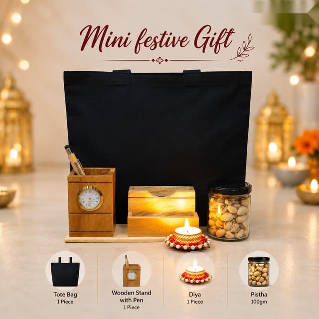 Mini Festive Gift - Tote & Wooden Stand