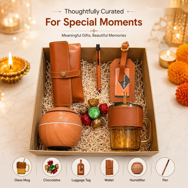 Special Moments Hamper - Humidifier, Wallet & Glass Mug