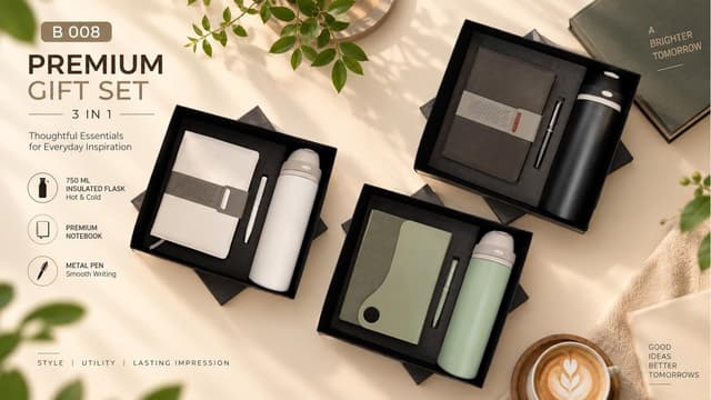 Premium 3-in-1 Gift Set - 750 ml Flask, Notebook & Pen