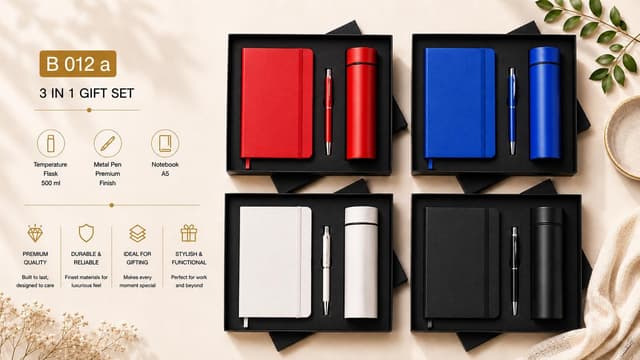 3-in-1 Gift Set - 500 ml Flask, Notebook & Pen