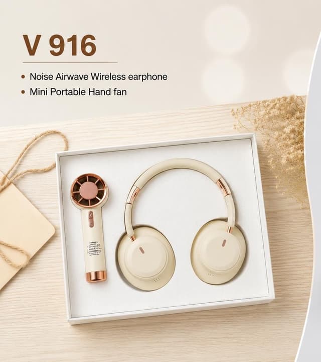 Wireless Earphone & Portable Fan Gift Set