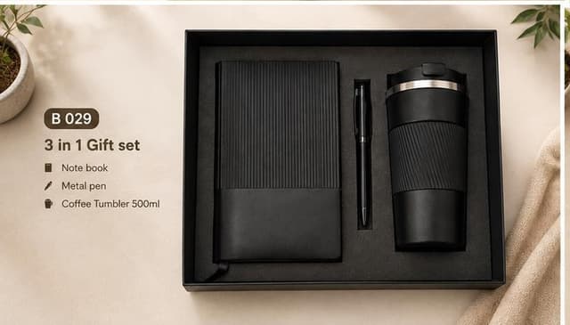 3-in-1 Gift Set - Notebook, Pen & 500 ml Coffee Tumbler