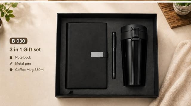 3-in-1 Gift Set - Notebook, Pen & 350 ml Coffee Mug