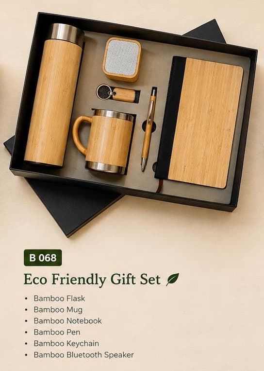 Eco Friendly 6-in-1 Bamboo Gift Set - Flask, Mug & Bluetooth Speaker