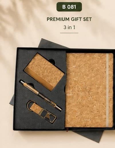 3-in-1 Cork Gift Set - Cork Notebook, Card Holder & Pen