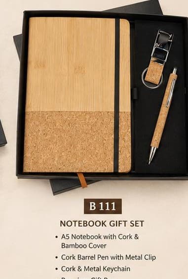 Natural Cork Notebook Gift Set - Bamboo Cover