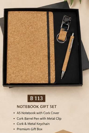 Natural Cork Notebook Gift Set - Full Cork Cover