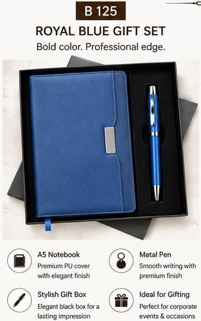 2-in-1 Royal Blue Gift Set - Notebook & Pen
