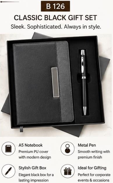 2-in-1 Classic Black Gift Set - Notebook & Pen