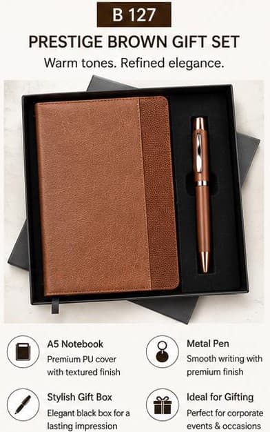 2-in-1 Prestige Brown Gift Set - Notebook & Pen