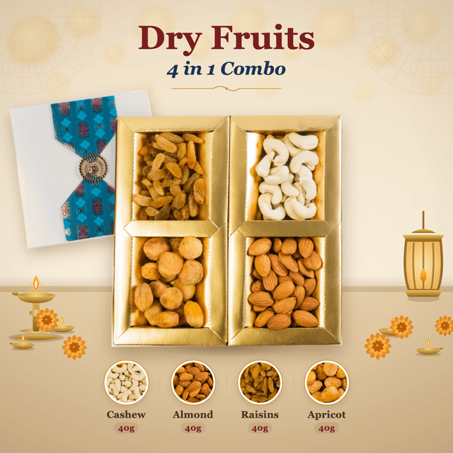 Dry Fruits 4-in-1 Combo Box (40g each) - Patterned Sleeve