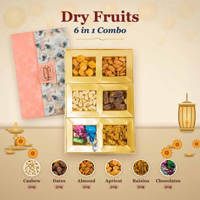 Dry Fruits 6-in-1 Combo Box (50g each) - Peach Floral Sleeve