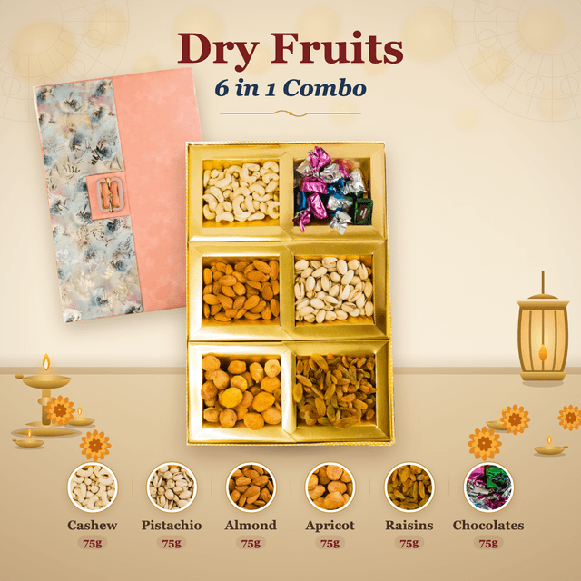 Dry Fruits 6-in-1 Combo Box (75g each) - Peach Floral Sleeve