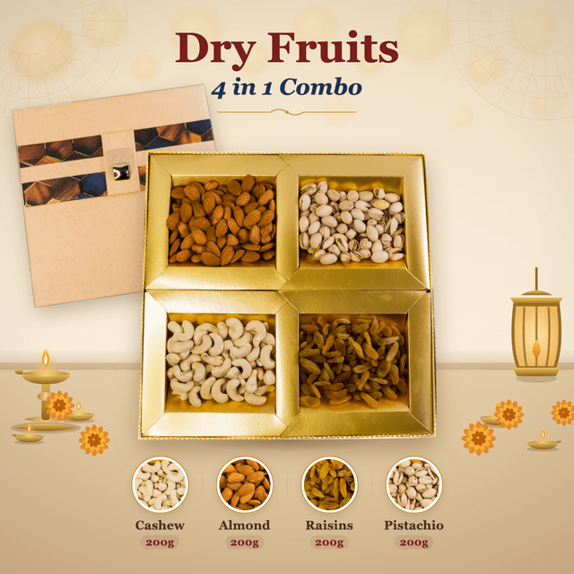 Dry Fruits 4-in-1 Combo Box (200g each) - Beige Feather Band