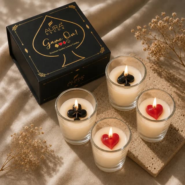 Royal Flush Playing Card Candle Set