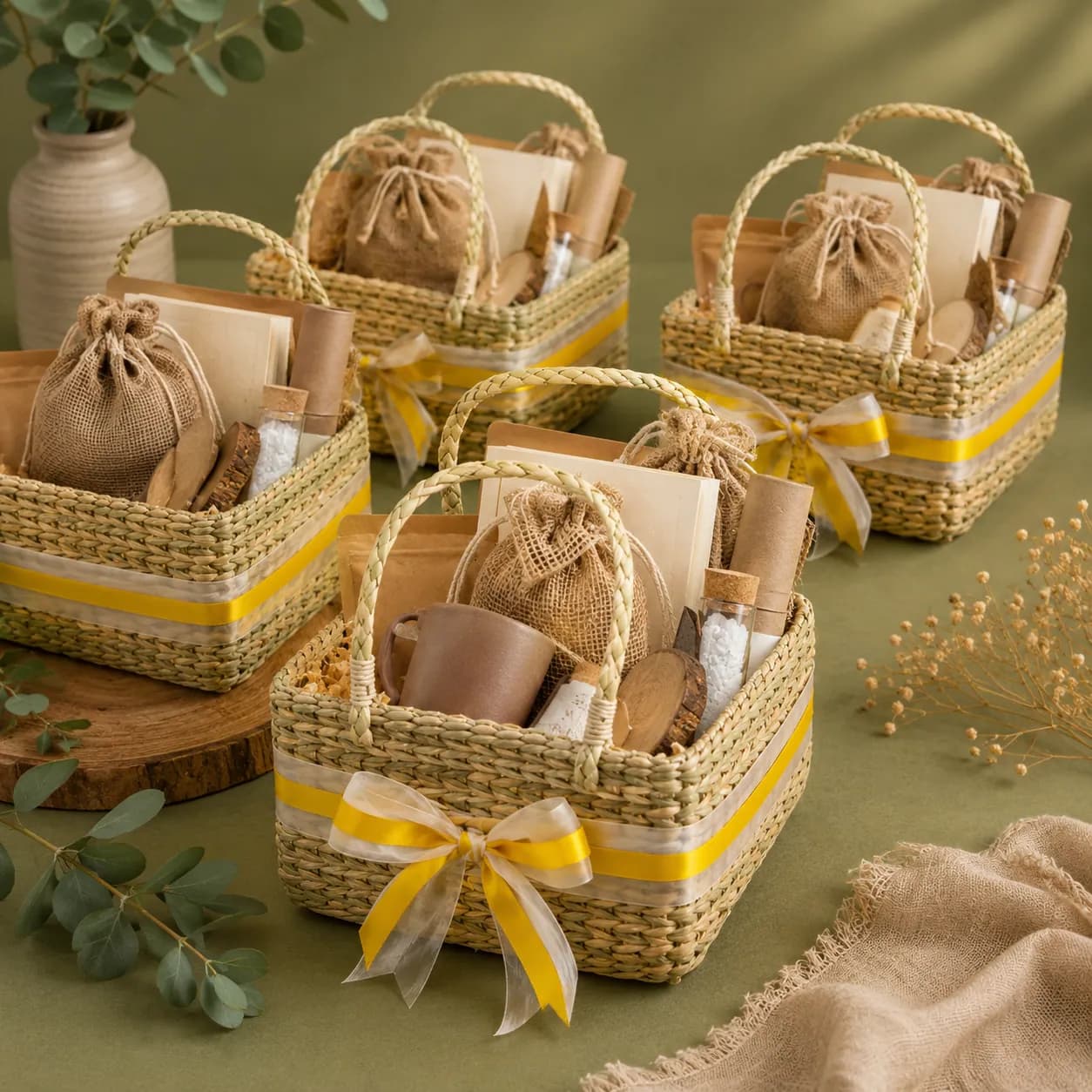 Packed gift baskets ready for delivery