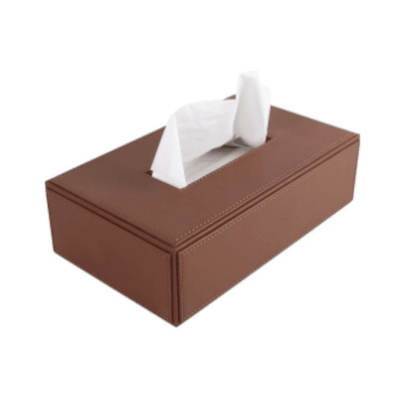 Premium Vegan Leather Tissue Holder Tan