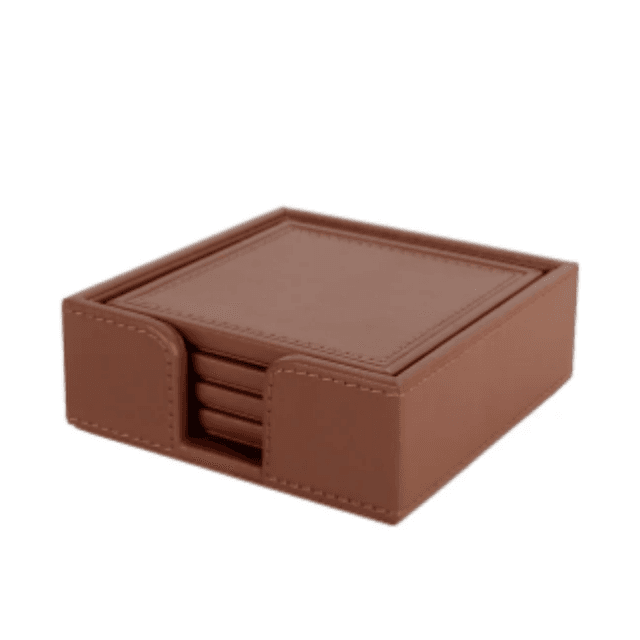Premium Vegan Leather Coasters Tan